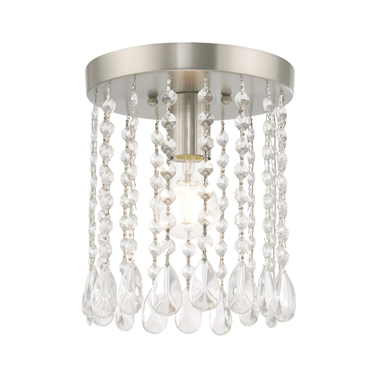 Livex Lighting Elizabeth 1-Light Brushed Nickel Ceiling Mount - 8"Dia. x 9.25"H