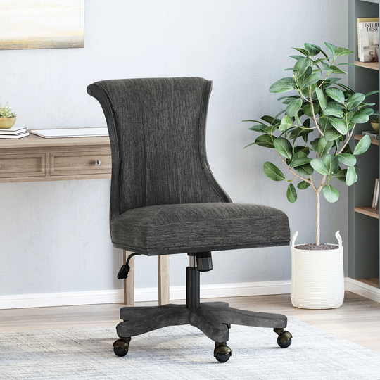 Coulee Upholstered Roll Back Swivel Office Chair by Christopher Knight Home - 24.75" L x 27.75" W x 35.50-40.00" H
