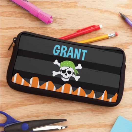 Pirate Personalized Pencil Case, Customized Kids Pencils Pouch, Back To School Supplies