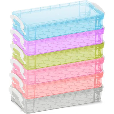 Pencil Case, Plastic Stackable Assorted Color Box, Large Capacity School & Office Supplies Pencil Utility Box Storage Organizer