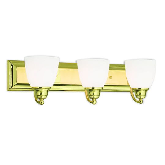 Livex Lighting Springfield Polished Brass Satin Opal White Frosted Glass 3-light Bath Light