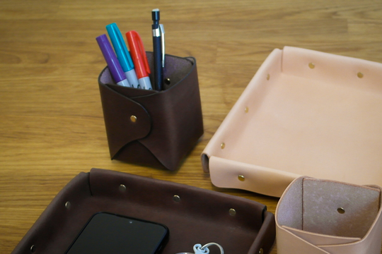 Leather Pen Cup Pencil Holder