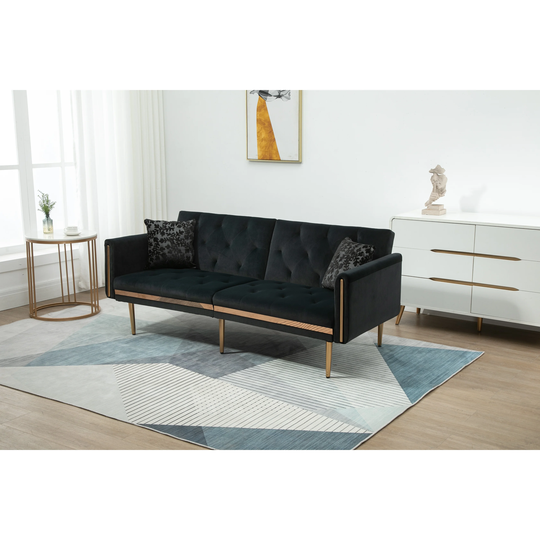 73.23" Loveseat Sofa Velvet Convertible Futon Sofa & Sofa Bed Comfort Upholstered Accent Sofa with Metal Feet Support