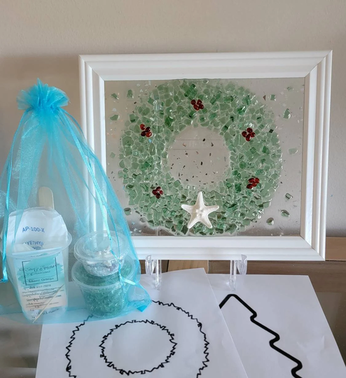 Kit, Do It Yourself | Diy Resin Art Kit, Sea Glass Picture, Shell Art, Crafting Gift, Home Crafting. Craft Kits. Wreath Or Tree