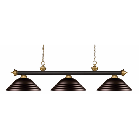 Avery Home Lighting Riviera Bronze & Satin Gold Stepped Bronze 3 Light Billiard Light - Bronze + Satin Gold
