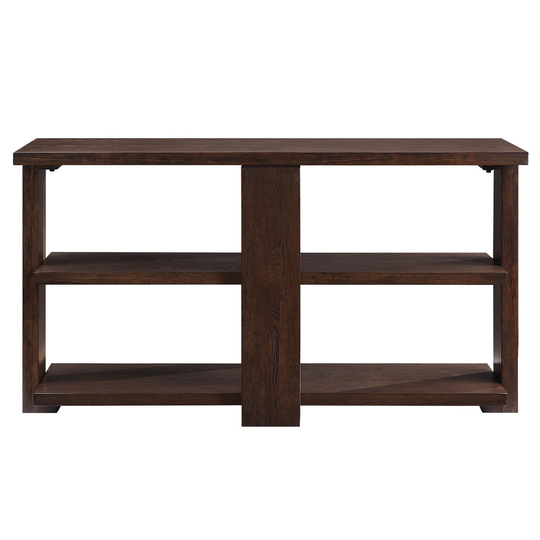 2 Open Compartments Sofa Table in Walnut Finish