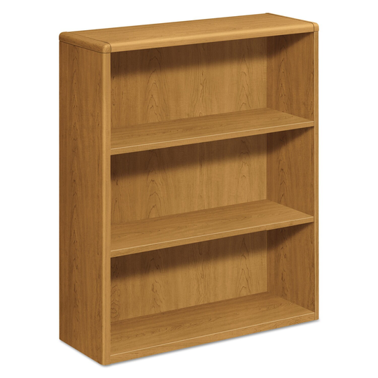10700 Series Wood Bookcase, Three Shelf, 36 x 13.13 x 43.38, Harvest - 36" x 13.13" x 43.38"