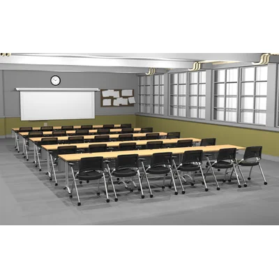 30 Person Training Meeting Seminar Tables with Modesty Panels and 30 Chairs Complete Set
