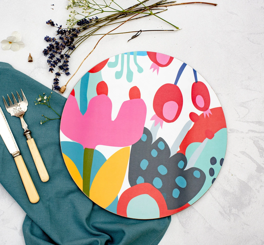 Round Table Placemat, Floral Coffee Decor, Decor