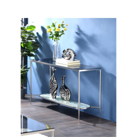 Contemporary Sofa Table in Glass & Chrome Finish Coffee Side End Table