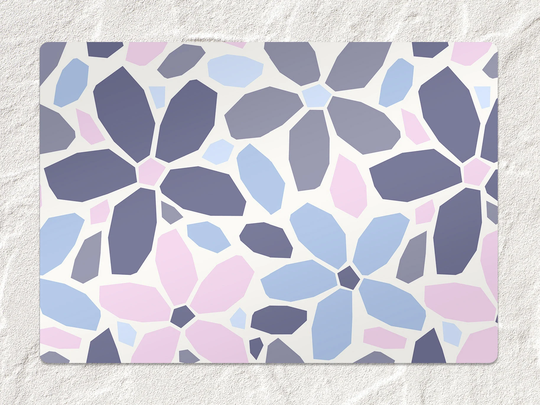 Simple Floral Chair Mat, Blue Vinyl Floor Purple Protective Abstract Splat Pvc Flooring, Housewarming Gift