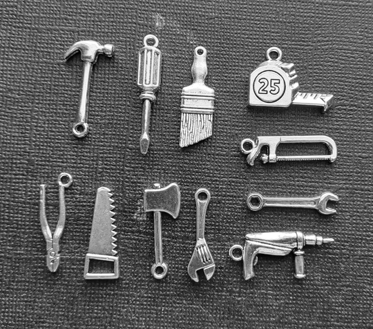 Tool Charms in Silver Tone - Set Of 11 C3770
