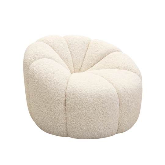 Pasargad Home Pompeii Cream Poly Fabric Swivel Lounge Chair