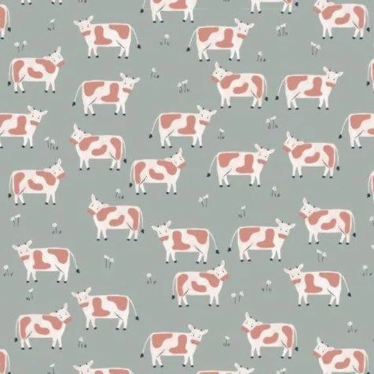 Farm Days - Cows By Dashwood Studio For Quiltex Pattern # Farm 1804 Gray 100% Cotton Woven Fabric Choose Your Cut