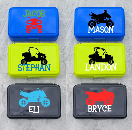 Back To School Atv 4 Wheeler Personalized Pencil Box Supplies Organizer