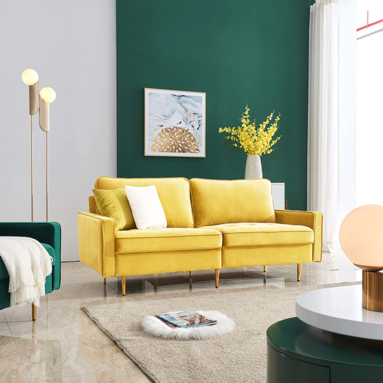 69.7" Velvet Loveseat Sofa Thicken Upholstered Sofa Living Room 2 Removable Cushions Sofa