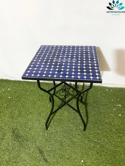 Mosaic Table Square 100% Handcrafted For Indoor & Outdoor, Cutomizable Colors Pattern, Built With Mid-Century Modern Styling