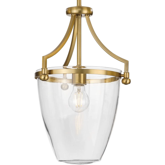 Parkhurst Collection One-Light New Traditional Brushed Bronze Clear Glass Mini-Pendant Light - 11.5 in x 11.5 in x 16.75 in