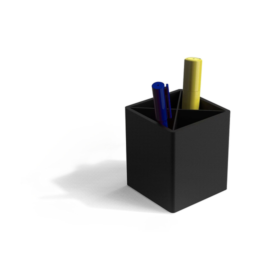 TRU RED Black Divided Plastic Pencil Cup - 3.87" x 3.31" x 3.31"
