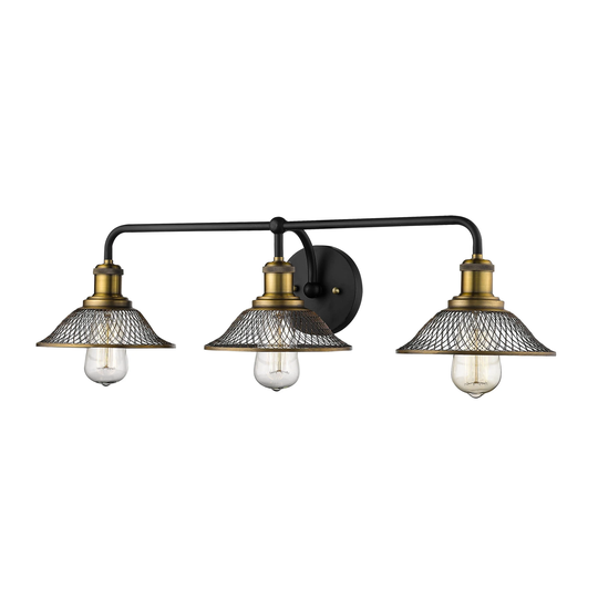 3 Light Bathroom Vanity Light in Matte Black/Heirloom Bronze