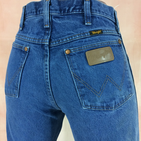 Size 30 Wrangler Vintage Western Jeans W30 L33 High Waist Distressed Split Hem Mom Rodeo Riders Tall Made in Mexico