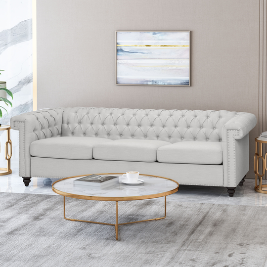 Parkhurst Tufted Grey Chesterfield Sofa by Christopher Knight Home