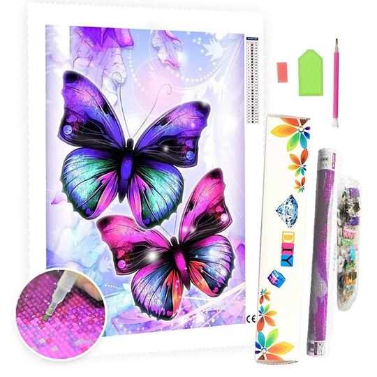 5D Diy Square Round Diamond Painting Kit Full Drill-Color Butterfly-Diy By Number Rhinestone Pasted For Home Wall Decor
