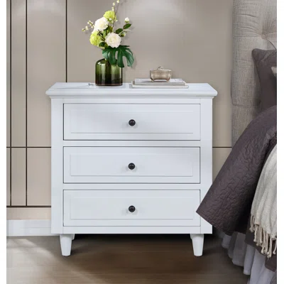 3 Drawer Storage Nightstand with 4 Sturdy Wooden Legs