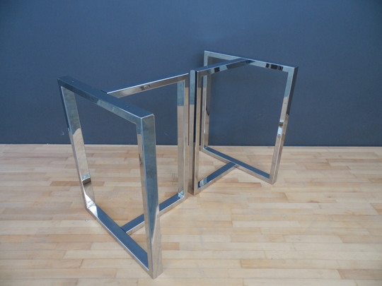 Modern Stainless Steel Table Legs, 28" X 23" 16" Trestle Body, Height 25" - 30" Set(2