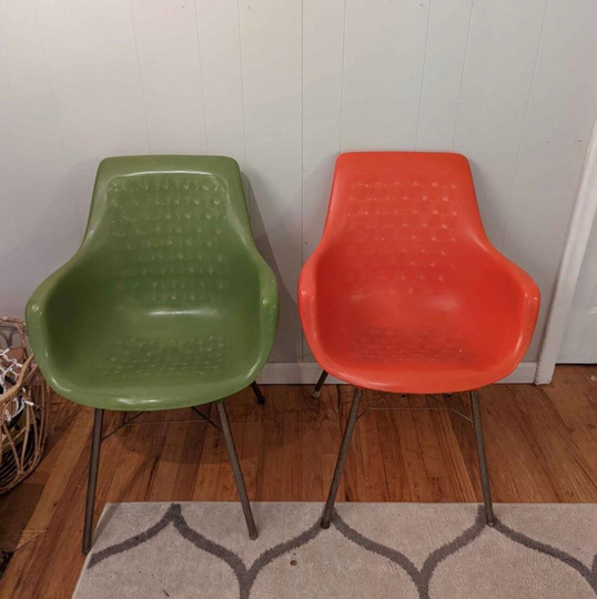 Mid-Century Plastic Shell Chairs Pair