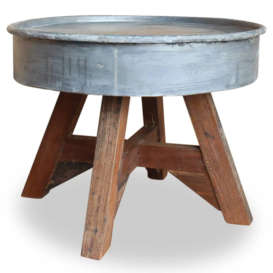 vidaXL Coffee Table Solid Reclaimed Wood 23.6"x17.7" Silver - Grey