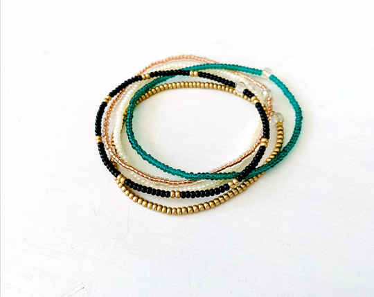 Bracelet Set, Stretch Bracelet, Dainty Beaded Seed Bead Stack, Minimalist Simple