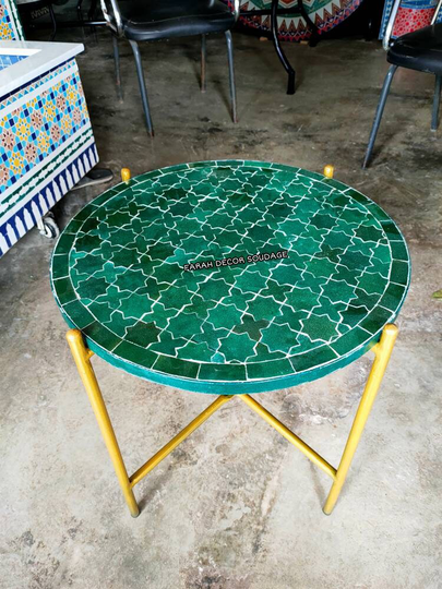 Handmade Moroccan Mosaic Table - Outdoor & Indoor Moorish Mosaic Table Green Emerald Table