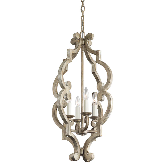 Kichler Lighting Hayman Bay Collection 4-light Distressed Antique White Foyer Pendant