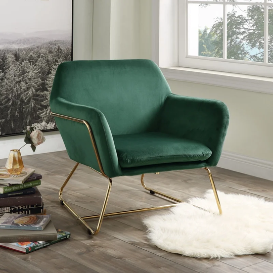 Keira Velvet Accent Chair with Metal Base