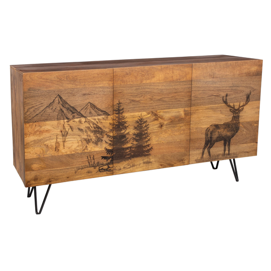Porter Designs Alpine Transitional Solid Wood 3-Door Sideboard, Natural