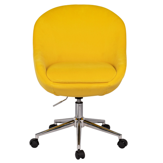 Chrome Finish Velvet Office Chair, Adjustable Armchair Cute Desk Chair