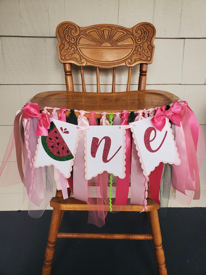 Watermelon High Chair Banner. One Banner. Pink Watermelon. One in A Melon. Party Decorations. Theme