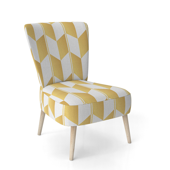 Designart 'Gold and White Geometric Pattern I' Upholstered Mid-Century Accent Chair