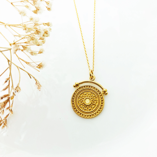 Gold Coin Necklace, Medallion Necklace, Everyday Pendant, Ancient Roman Coin Layering Necklaces, Gift For Woman