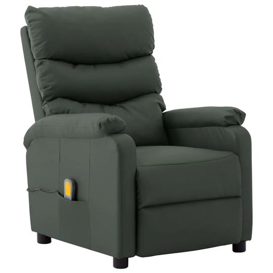 Massage Reclining Chair Gray Faux Leather