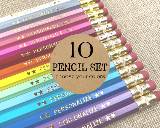10 Personalized Pencil Set, Christmas Stocking Stuffer, Kids Gift, Custom Pencils, Name Pencil, Set Of Pencils