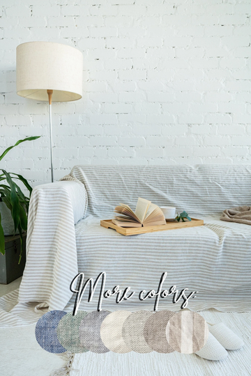 Linen Sofa Seat Cover, Natural Linen Couch Slipcover, Throw, Custom Size Slip Cover
