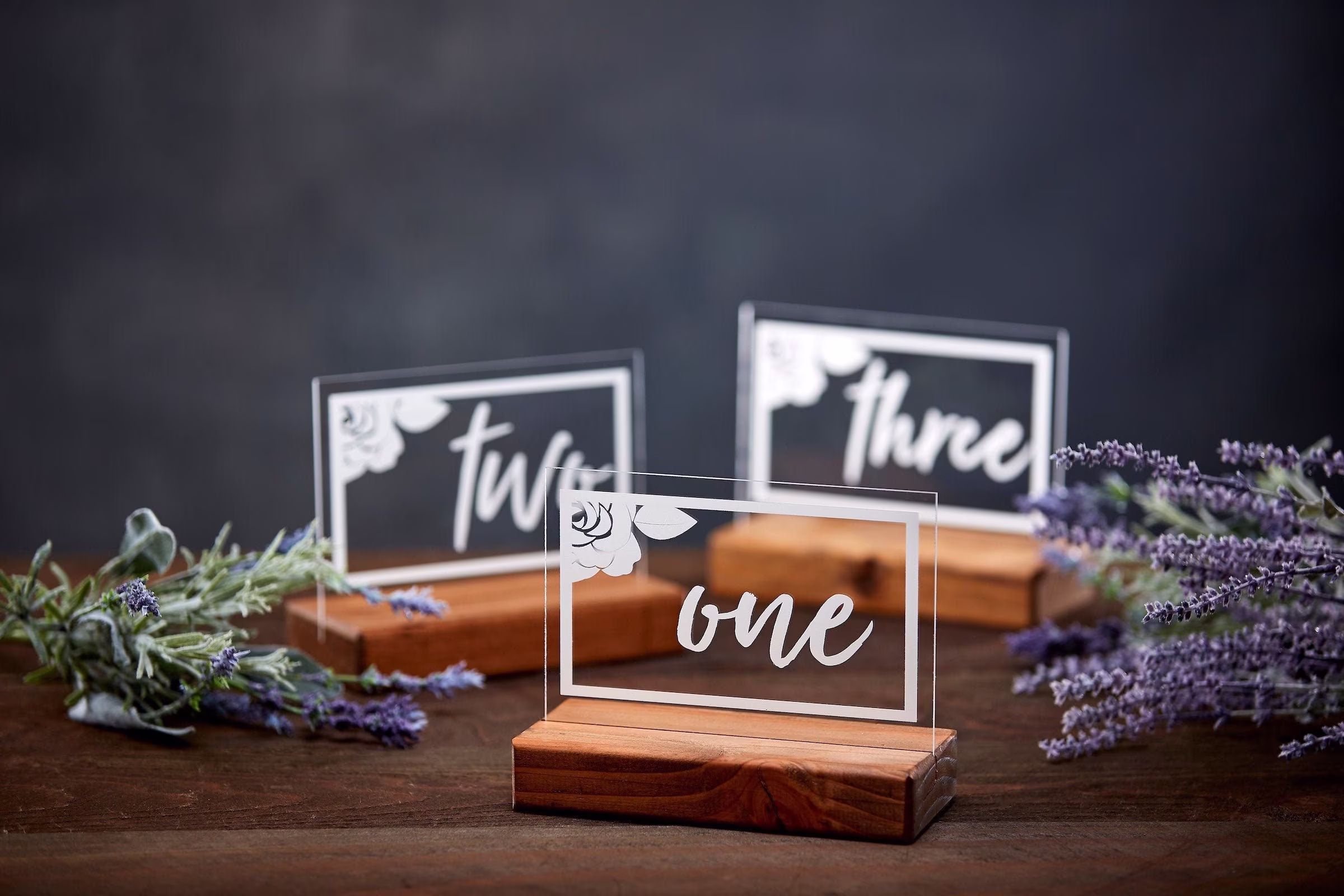 Wedding Table Numbers Signs, Acrylic Numbers, Names, Floral