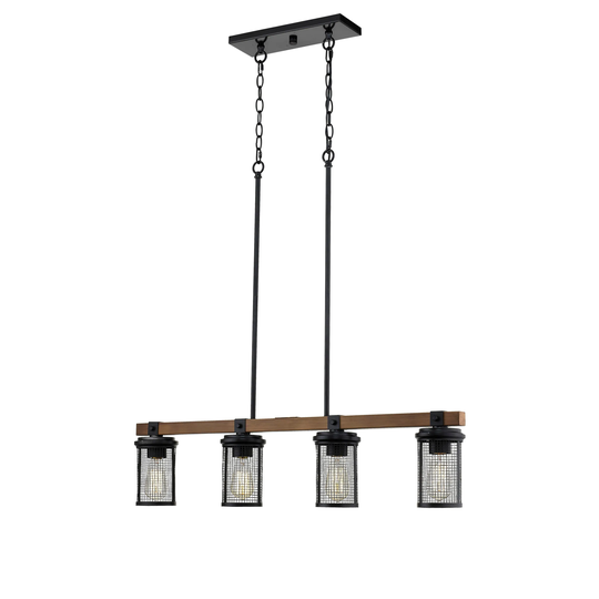 Mesa Metal Island Light in Matte Black/Brushed Nickel- 4 Lights