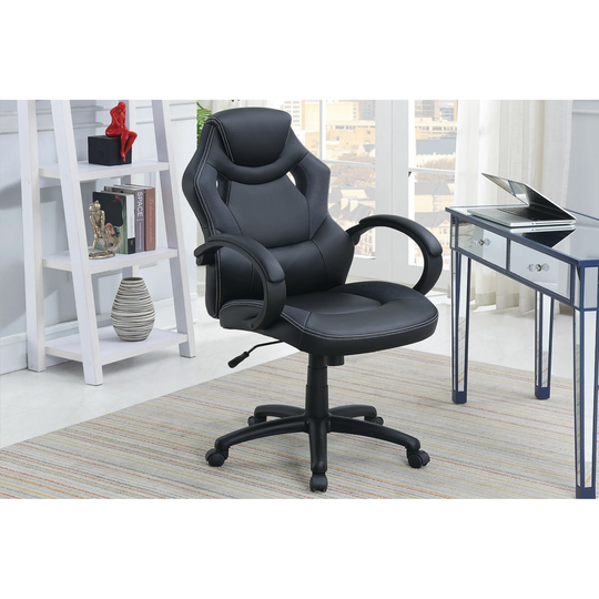 Global Pronex Office Chair Upholstered 1pc Cushioned Comfort Chair Relax Gaming Office Work Black Color