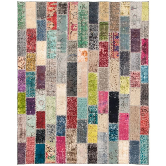 ECARPETGALLERY Hand-knotted Color Transition Patchwork Multi Wool Rug - 5'11 x 8'0