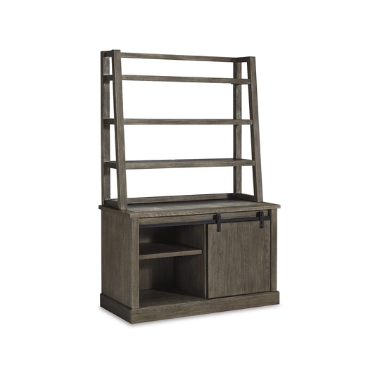 Luxenford Grayish Brown 2-Piece Home Office Credenza with Hutch - 53.5''W x 39''D x 55.5''H
