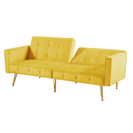 76" Loveseat Sofa Bed Velvet Upholstered Converts Folding Futon Sofa Bed