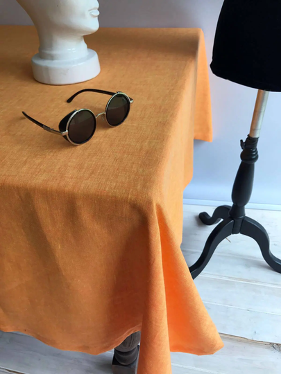 Orange Linen Table Cloth, Sunny Tablecloth Rectangle, Square, Linen, Custom Tablecloth, Thanksgiving